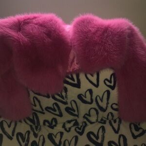 Pink Faux Furry Fur Crop Jacket XS